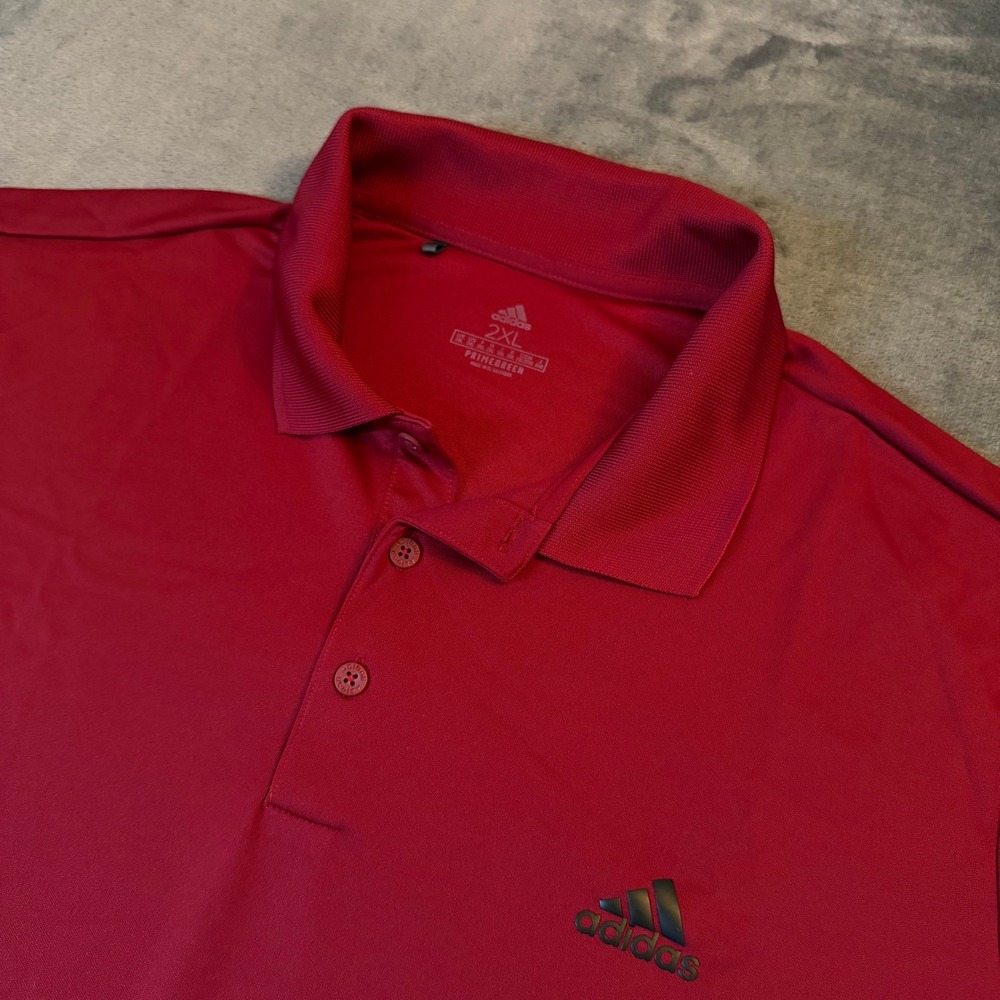 Adidas Primegreen Polo Shirt Mens XXL 2XL Red Short Sleeve Athletic Golf